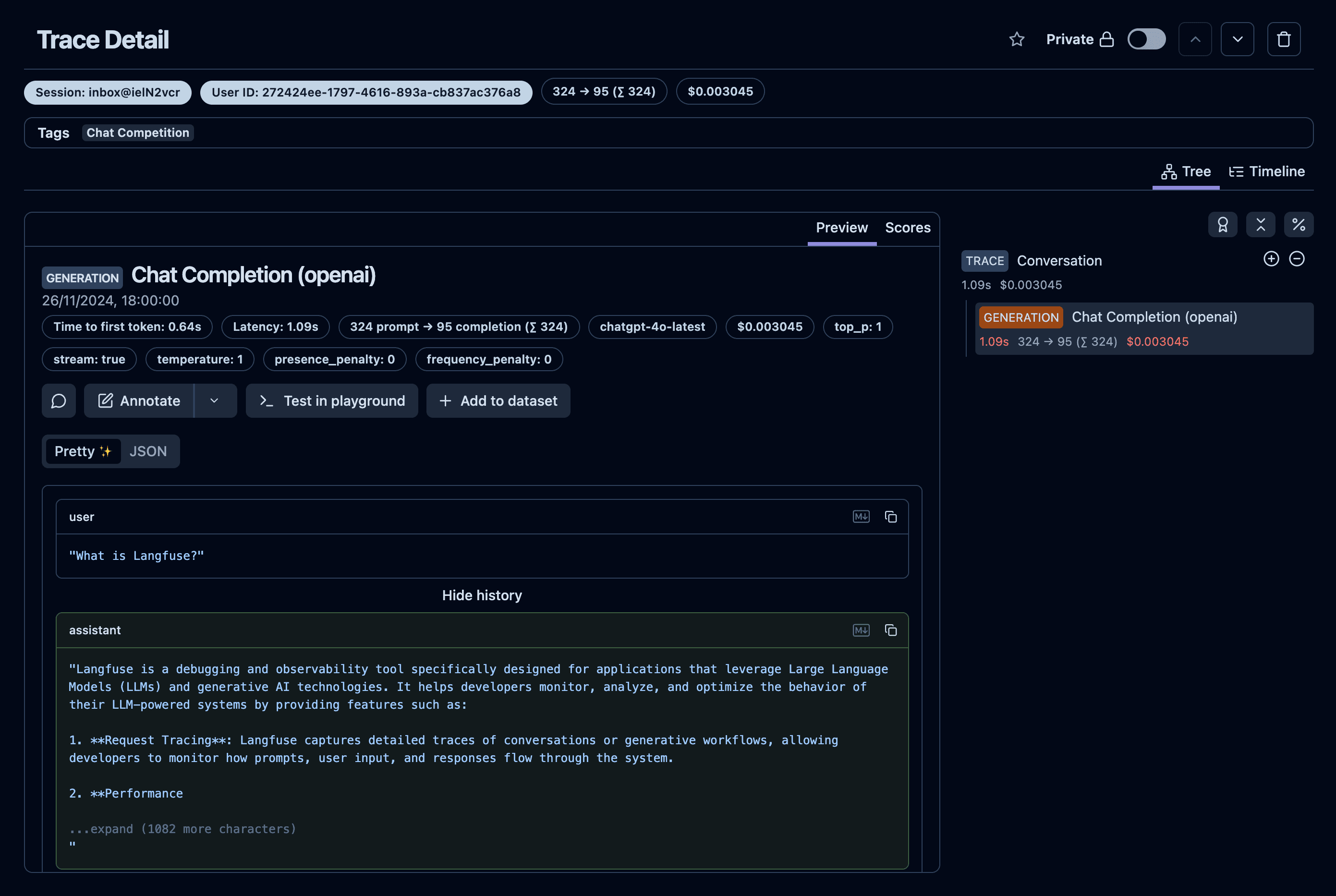 LobeChat Example Trace